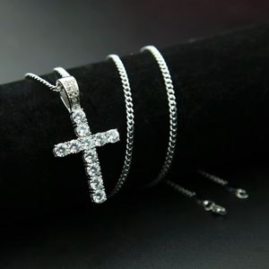 Silver Cross Necklace Diamonds Jesus Cross Chain